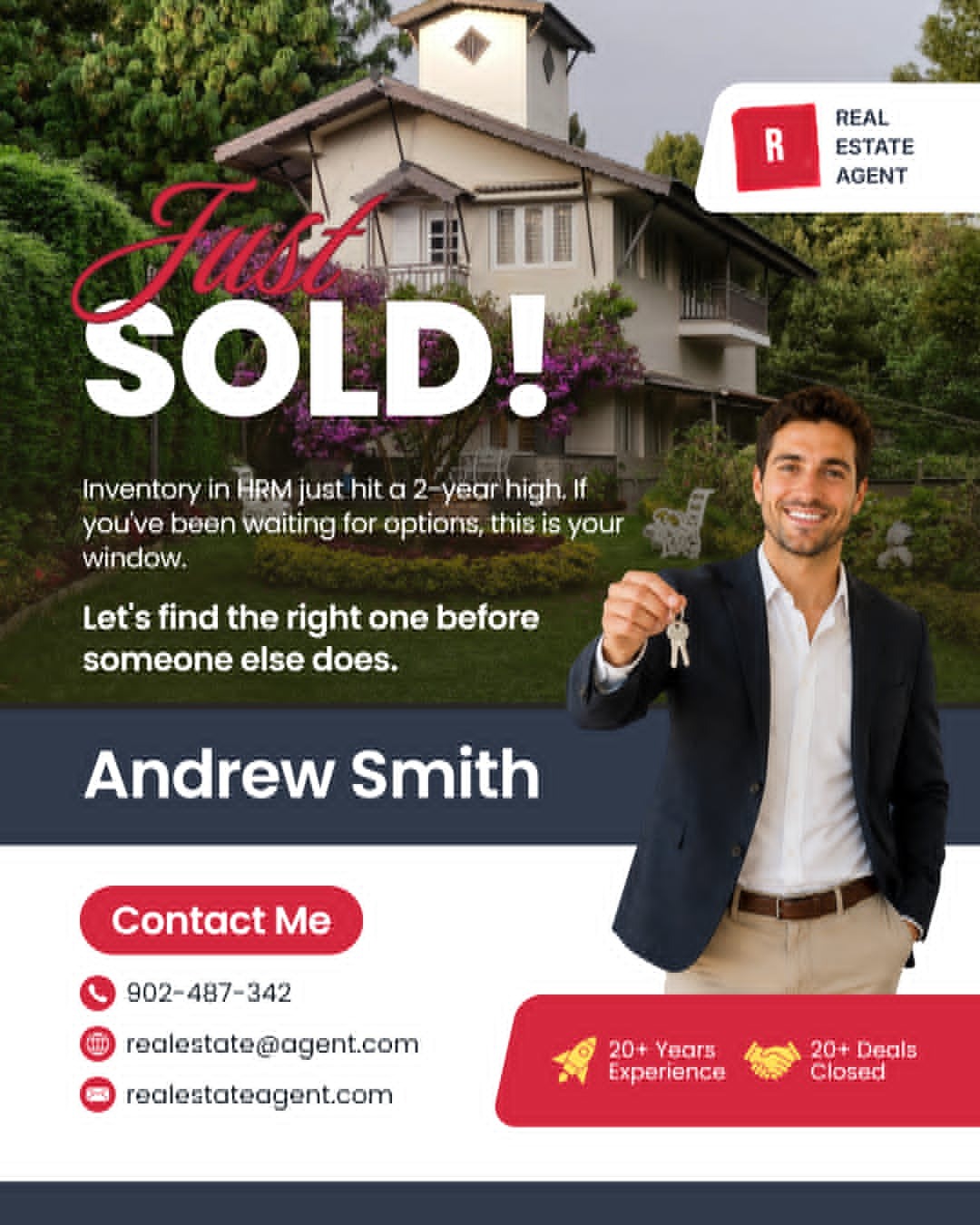 Just Sold — Andrew Smith, 20+ years experience, 20+ deals closed