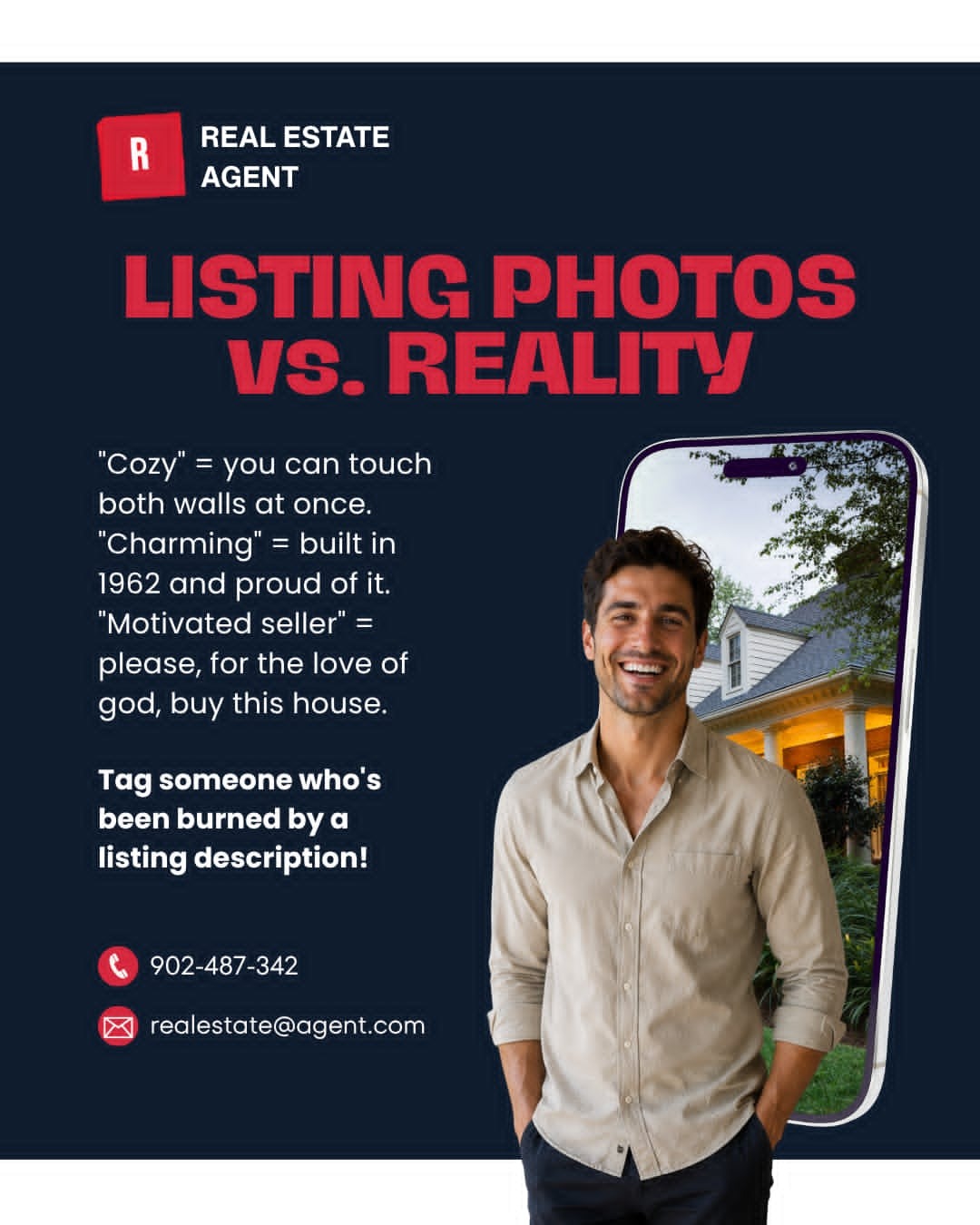 Listing photos vs. reality — realtor humor post